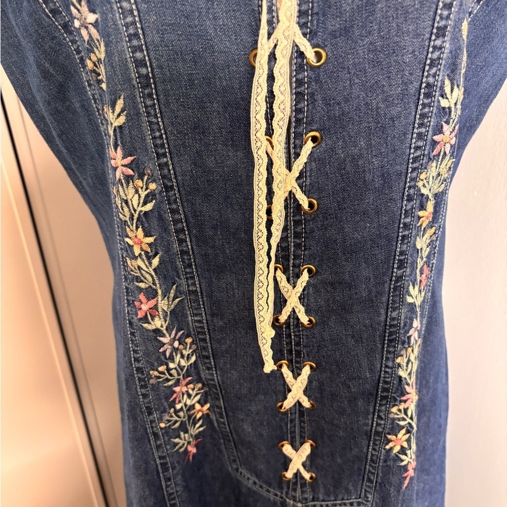 Vintage Embroidered Denim Farmer’s Market Maxi Dress - Picture 3 of 8